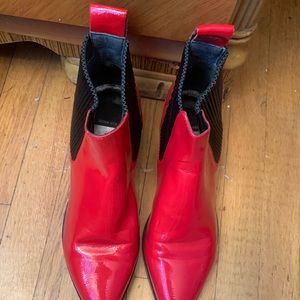 Patent leather boots